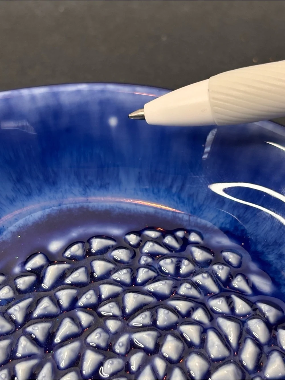 Bon Cera Stoneware Zester Grater Plate Rasp Bowl Garlic Spice Lemon Blue & White